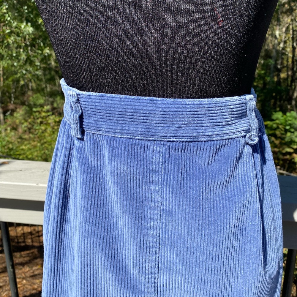 Vintage 90s Corduroy Highwaisted Blue L.L. Bean MIDI Skirt - Picture 8 of 14